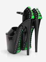 Sandali sexy con tacco alto Scarpe sexy in pelle PU verde erba Punta tonda 3 9 "7 9".