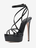 Sandali sexy da donna con plateau nero punta aperta cinturino e tacco alto