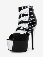 Sandali sexy da donna con plateau punta aperta stivaletti con tacco alto e cut-out