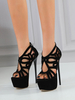 Sandali sexy da donna in pelle scamosciata nera Open Toe 2.4" 6.3" Scarpe sexy