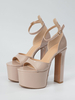 Sandali sexy da donna in pelle verniciata albicocca Peep Toe 2.8" 6.1" Scarpe sexy