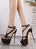 Sandali sexy da donna Sandali con tacco alto a punta aperta in pelle PU nera