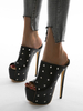 Sandali sexy da donna Scarpe sexy con plateau aperto in pelle nera