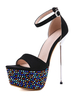 Sandali sexy da donna Scarpe sexy con tacco a spillo e punta aperta in micro camoscio nero