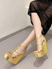 Sandali sexy da donna Scarpe sexy in pelle PU color oro con punta aperta 2 "5.5".