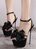 Sandali sexy da donna Scarpe sexy tacco a spillo con tacco a spillo in micro camoscio nero