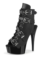 Sandali sexy da donna Stivaletti con tacco alto in pelle PU neri con punta aperta e tacco alto