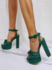 Sandali sexy da donna Tacchi alla caviglia con cinturino alla caviglia in pelle PU verde open toe