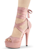 Sandali sexy da donna Tacchi alti con lacci aperti in pelle scamosciata micro rosa