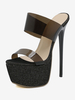 Sandali sexy per donna Piattaforma nera Punta tonda 6 3 "Trasparenti Scarpe sexy
