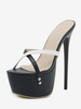 Sandali sexy per donna Punta tonda in pelle PU nera 2 8 "6 3" Scarpe sexy