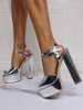 Sandali sexy per donna Sandali con tacco alto e tacco alto in pelle PU argento open toe