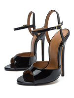Sandali sexy per donna Sandali estivi con tacco alto e punta aperta in pelle nera
