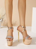 Sandali sexy per donna Scarpe sexy in tessuto con paillettes champagne 2.4" 6.3".