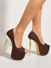 Sandali sexy per donna Tacchi a spillo con punta aperta in pelle PU bordeaux