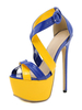Sandali sexy per donna Tacchi alti a spillo in pelle verniciata con punta aperta blu