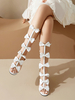 Sandali Sweet Lolita con fiocchi e punta tonda Scarpe estive Lolita bianche in pelle PU