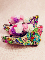 Sandali Sweet Lolita con strass intrecciati a punta tonda rosa fucsia Personalizza le infradito estive Lolita