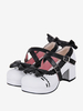 Sandali Sweet Lolita Fiocchi Punta tonda Fiocco Scarpe estive Lolita bianche in pelle PU
