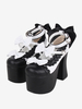 Sandali Sweet Lolita Fiocchi Punta tonda Fiocco Scarpe estive Lolita nere in pelle PU