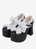 Sandali Sweet Lolita Fiocchi Punta tonda Fiocco Scarpe estive Lolita nere in pelle PU