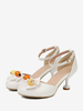 Sandali Sweet Lolita Fiocchi Punta tonda Pelle PU Scarpe estive Lolita bianche ecru