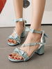 Sandali Sweet Lolita Fiori Fiocchi Punta quadrata Pelle PU Scarpe estive Lolita viola
