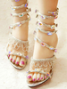Sandali Sweet Lolita Fringe Strass Pelle PU Punta a punta Tacco a spillo Nastro Personalizza Sandali estivi Lolita