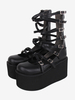 Sandali Sweet Lolita Scarpe estive Lolita con punta tonda in pelle PU con lacci neri