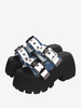 Sandali Sweet Lolita Scarpe estive Lolita in pelle PU azzurra con punta tonda