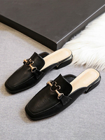 Sandalo piatto Sandali con pantofola casual in pelle PU con punta quadrata piatta