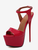 Scarpe a Spillo da 17cm per Donne Tacchi Alti Sexy con Plateau Sandali con Cinturini alla Caviglia Pumps a Punta Aperta per Festa Sera