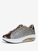 Scarpe casual basse (<1") da donna con punta rotonda in tessuto con paillettes dorate