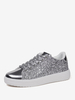 Scarpe casual da donna con punta tonda e paillettes argentate (<1")