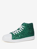 Scarpe casual da donna con punta tonda e paillettes verdi (<1")