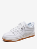 Scarpe casual da donna con punta tonda e piatte in pelle PU bianca (<1")