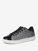 Scarpe casual da donna con punta tonda e piatte in pelle PU nera (<1")