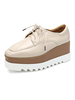 Scarpe casual da donna Oxford con lacci in pelle verniciata con zeppa con zeppa