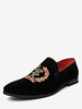 Scarpe casual da uomo con ricami in pelle scamosciata nera
