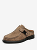 Scarpe casual da uomo in pelle scamosciata color cachi con punta tonda e fibbia
