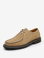 Scarpe casual da uomo Scarpe stringate in pelle di vacchetta color kaki con punta tonda