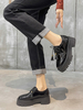 Scarpe casual stringate con punta tonda flatform oxford nere da donna