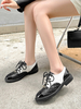 Scarpe casual stringate con tacco a forma di cucciolo di punta tonda nera da donna