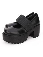 Scarpe classiche Lolita nere in con punta arrotondata