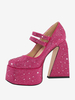 Scarpe col tacco alto da donna con plateau e strass e tacco spesso