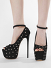 Scarpe col tacco alto sexy da donna con plateau e punta aperta in pelle scamosciata con borchie alte fino al cielo