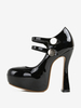 Scarpe col tacco alto sexy da donna in pelle verniciata con tacco spesso
