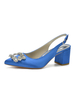 Scarpe col tacco da donna con tacco a punta tacco a punta in pelle PU satinata blu con tacco a spillo