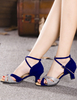 Scarpe da ballo 2025 blu Sandali da ballo latini Scarpe aperte da ballo di Criss Cross con punta aperta