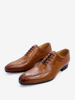 Scarpe da ballo da uomo in pelle bovina con punta quadrata e intagliate Oxford